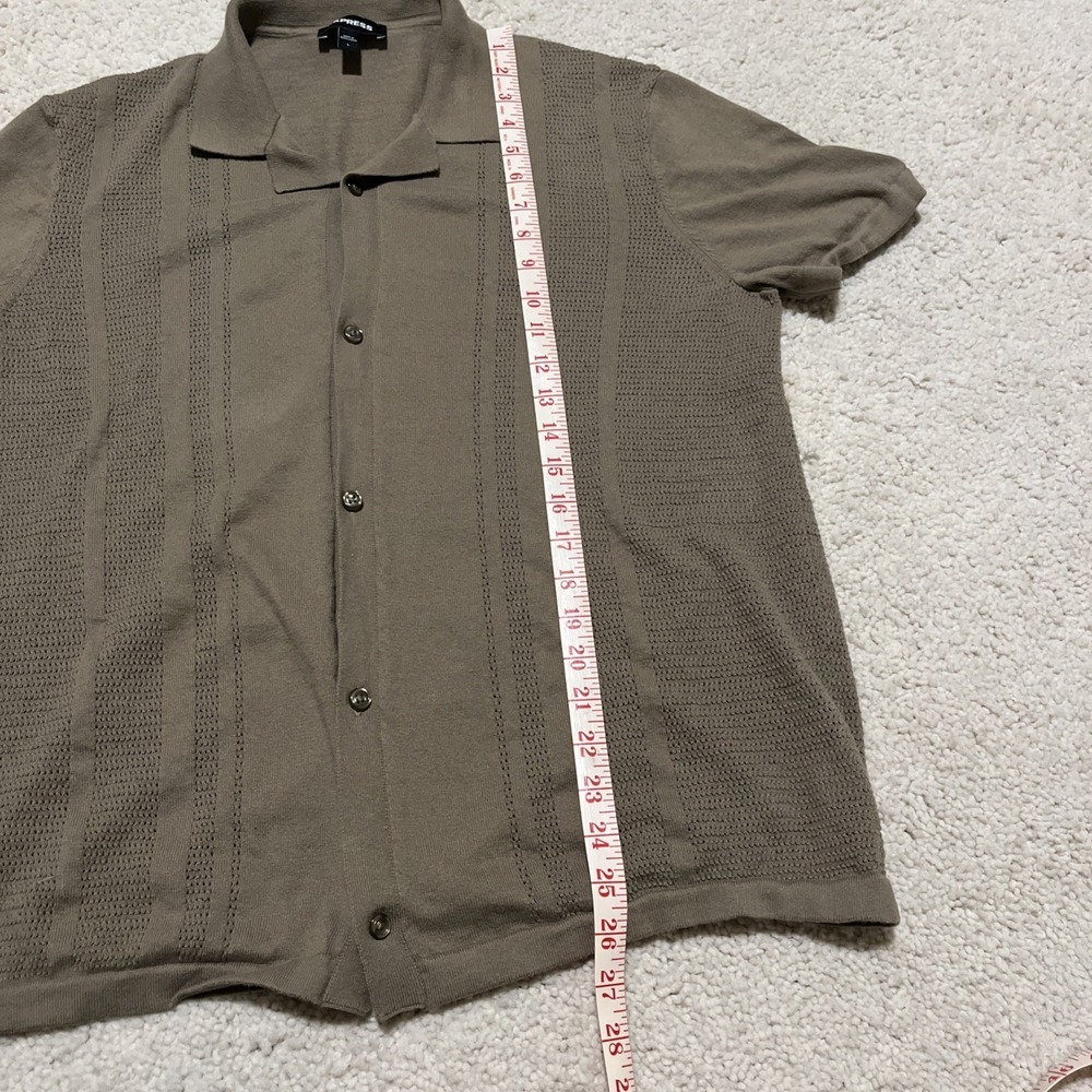 Express Men's Pointelle Camp Collar Short Sleeve Sweater Polo Size Large - Picture 9 of 9